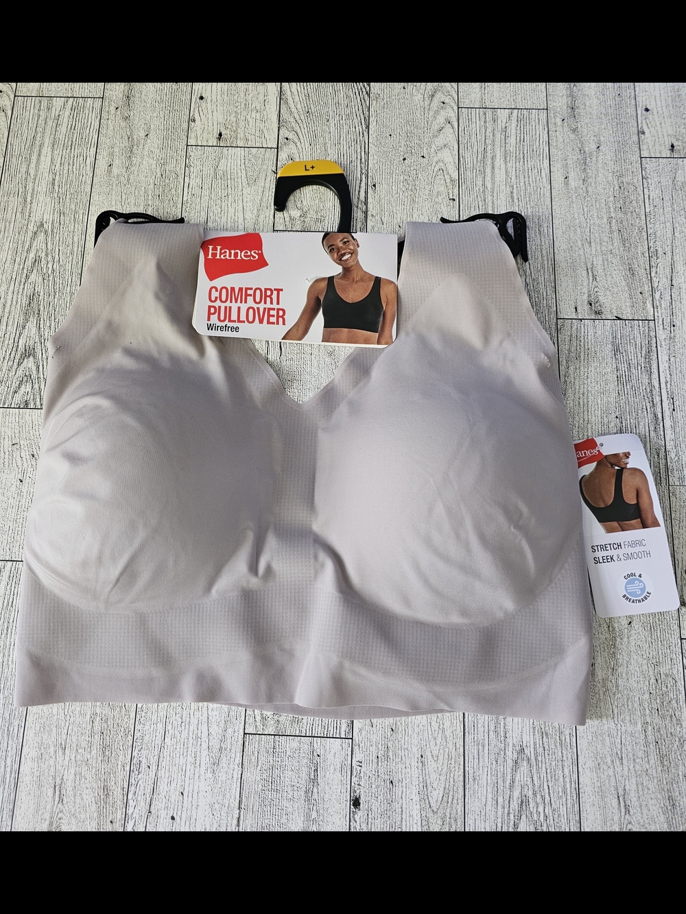 New! Hanes Comfort Pullover Wirefree Bra - Light Beige Size L+